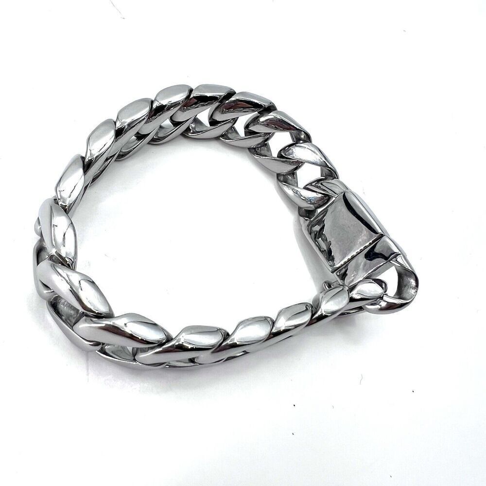 Miami Cuban Link Bracelet 9'' & Chain 22'' - 12mm Anti-Tarnish Stainless Steel - Picture 6 of 10